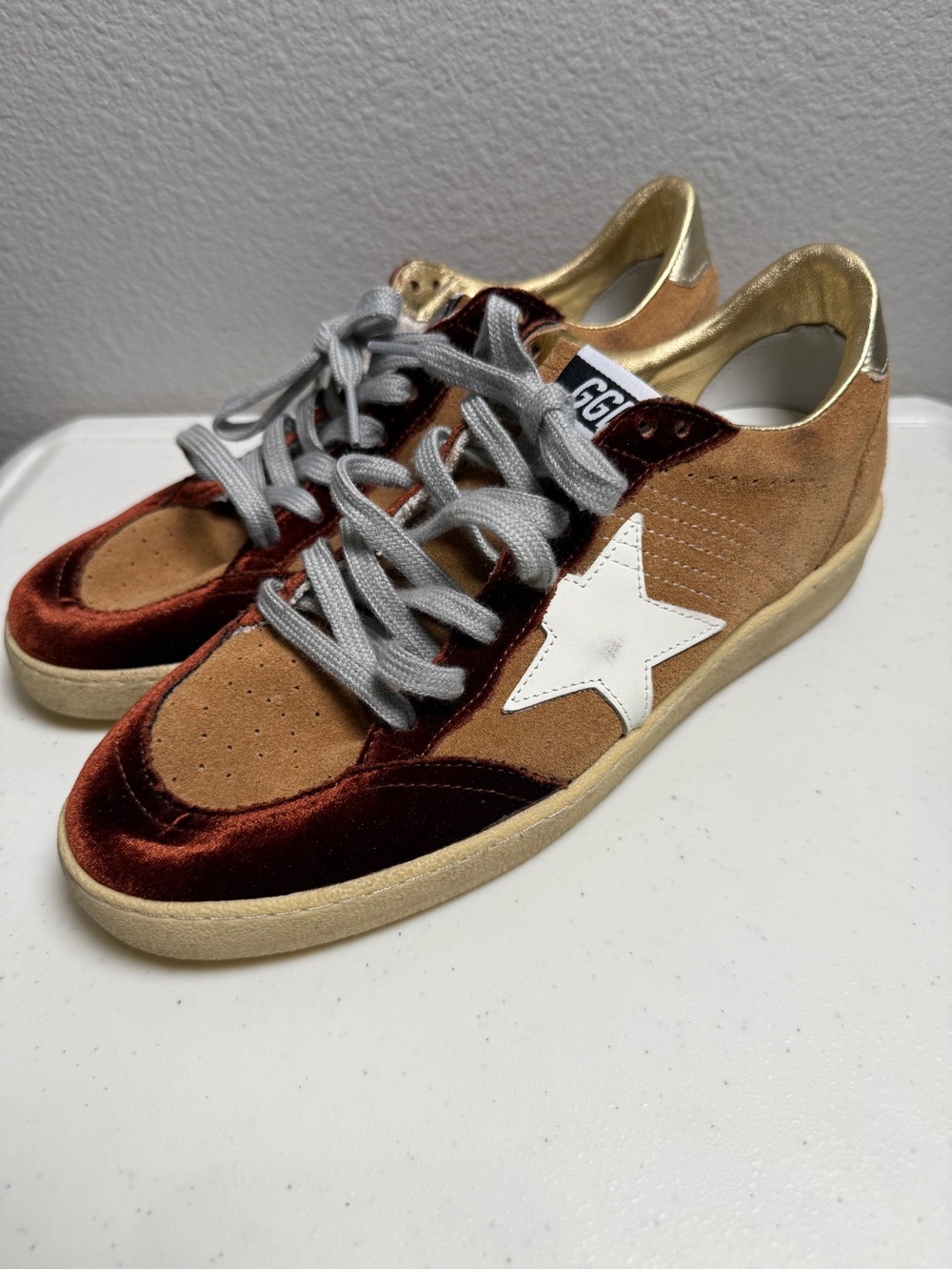 Golden Goose Womens Ball Star Sneakers Size 9 Tobacco Suede